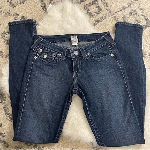 True Religion slim straight leg denim bling jeans size 27 - Picture 4 of 9